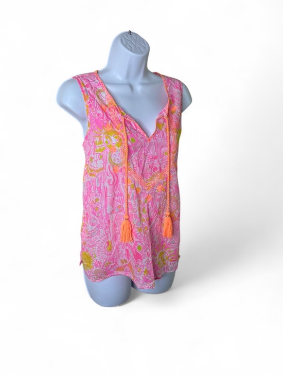 Lilly Pulitzer Tops - Lilly Pulitzer Kini in The Keys Lauren Top Size S Pink Orange Sleeveless Blouse